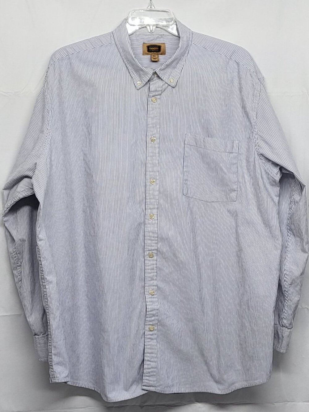 The Foundry Mens Shirt Button Down Chambray 3XLT Long Sleeve Stripe 100% Cotton
